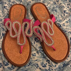Eve Fuchsia Rhinestone Sandals